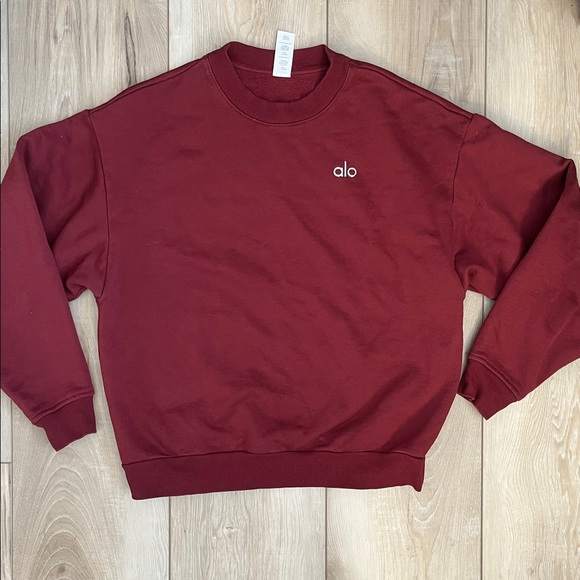 Alo Yoga Accolade Crewneck Sweatshirt Burgundy Size Small - Picture 2 of 6